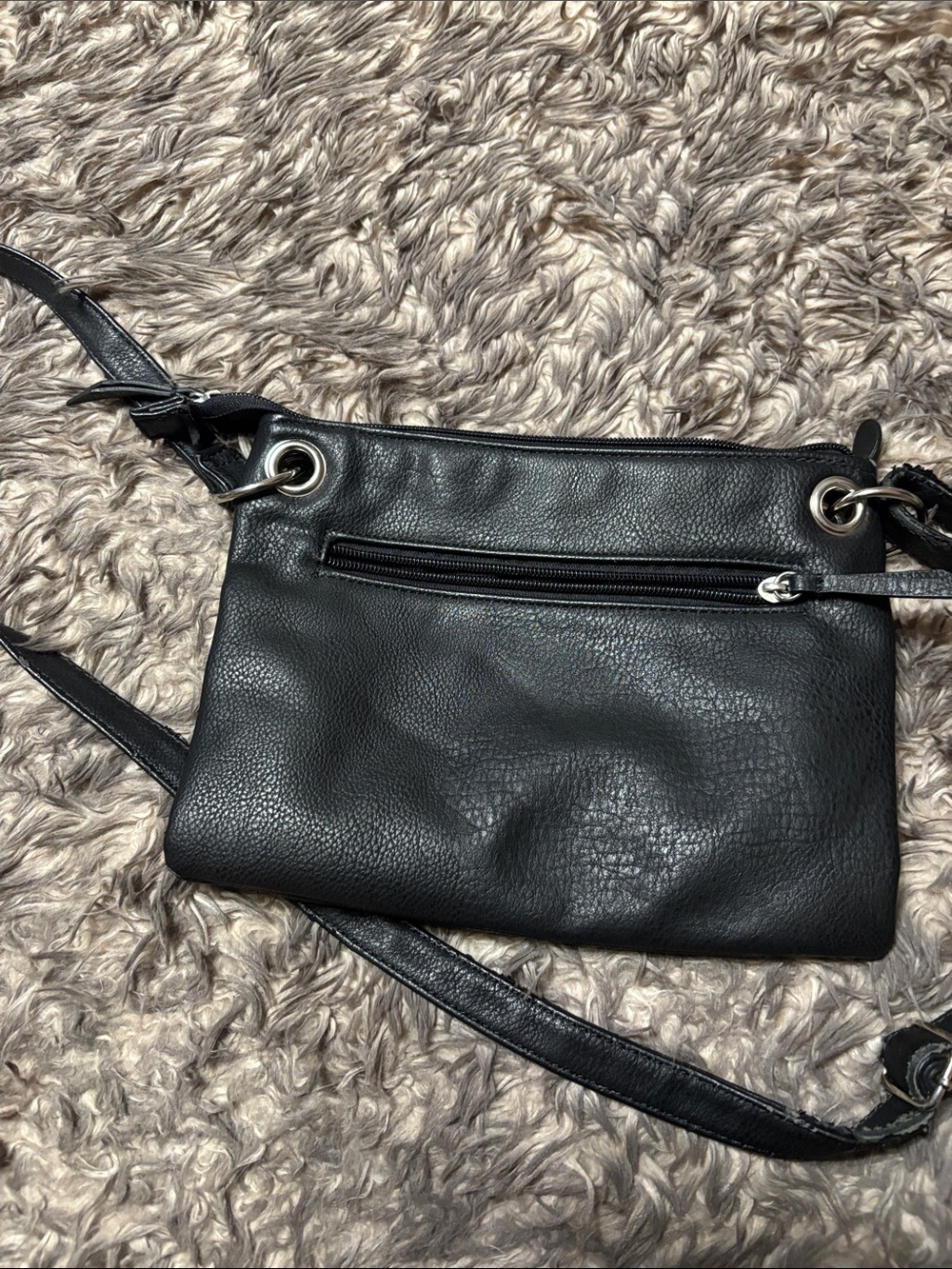 TanJay Black Pebbled Leather Crossbody Bag with Silver Hardware - Picture 5 of 5
